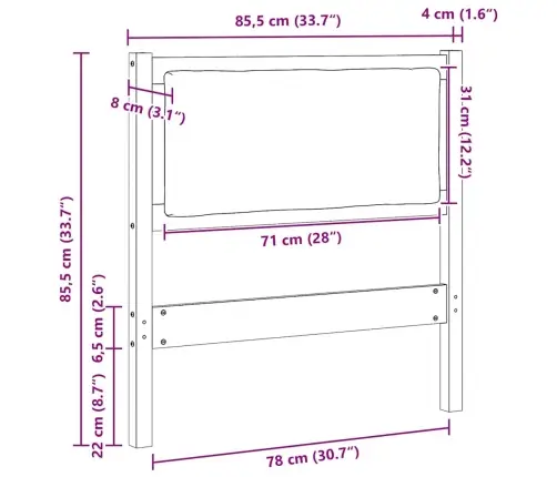 Galvgalis Cits Brūna 80 Cm Priedes Masīvkoks Vidaxl