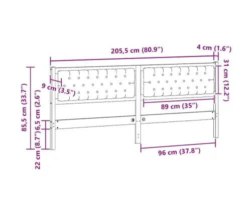 Galvgalis Cits Braun Un Taupe 200 Cm Priedes Masīvkoks Vidaxl