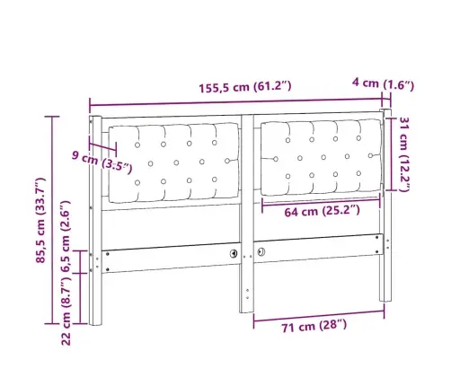 Galvgalis Cits Braun Un Taupe 150 Cm Priedes Masīvkoks Vidaxl
