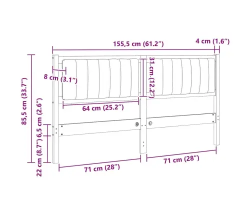 Mīkstināts Gultas Galvgalis Ar Galvas Klāju Balts 150 Cm Vidaxl