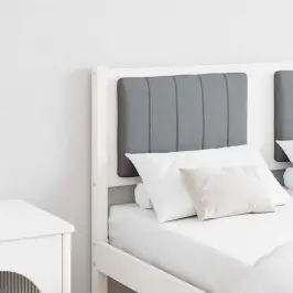 Polsterdatud Voodiots Peaga Valge 120 Cm Tahke Mänd