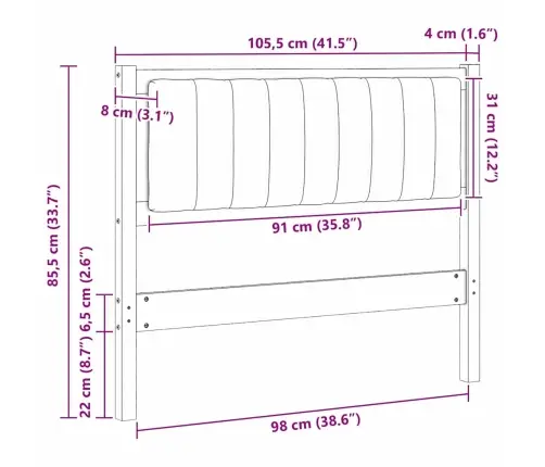 Mīkstināts Gultas Galvgalis Ar Galvas Klāju Brūna 100 Cm Vidaxl
