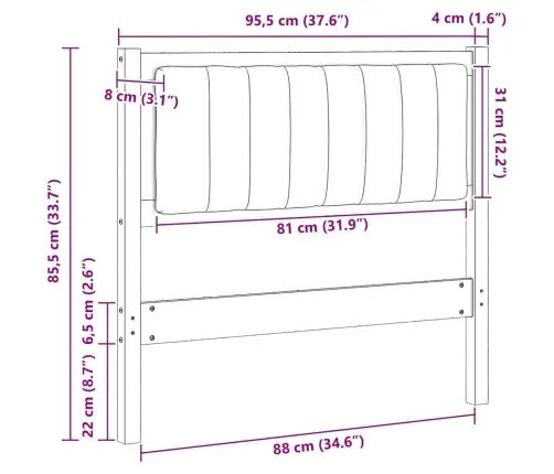 Mīkstināts Gultas Galvgalis Ar Galvas Klāju Brūna 90 Cm Vidaxl