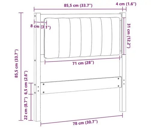 Polsterdatud Voodiots Peaga Valge 80 Cm Tahke Mänd
