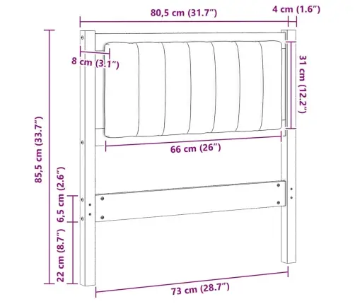 Mīkstināts Gultas Galvgalis Ar Galvas Klāju Brūna 75 Cm Vidaxl
