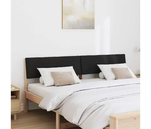 Mīkstināts Gultas Galvgalis Melna 200 Cm Ciets Priedes Koks Vidaxl