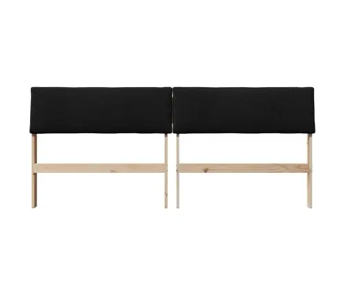 Mīkstināts Gultas Galvgalis Melna 200 Cm Ciets Priedes Koks Vidaxl