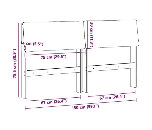 Polsterdatud Voodiots Helehall 150 Cm Tahke Mänd