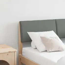 Polsterdatud Voodiots Tumehall 120 Cm Tahke Mänd