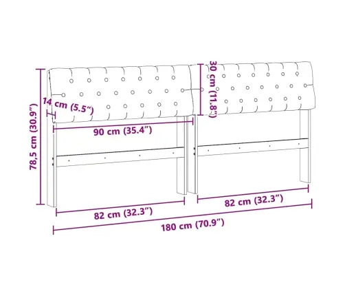 Mīkstināts Gultas Galvgalis Gaiši Pelēks 180 Cm Vidaxl