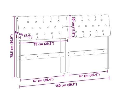 Mīkstināts Gultas Galvgalis Gaiši Pelēks 150 Cm Vidaxl