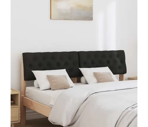 Polsterdatud Voodiots Must 140 Cm Tahke Mänd