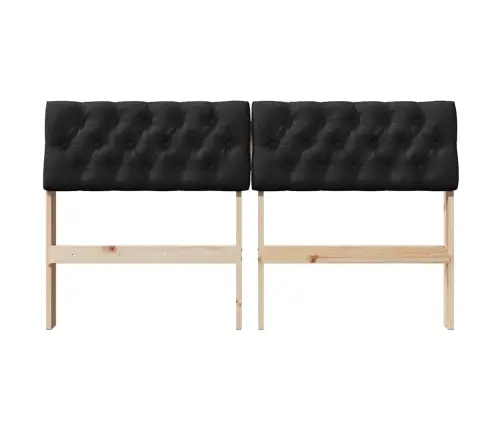 Polsterdatud Voodiots Must 140 Cm Tahke Mänd