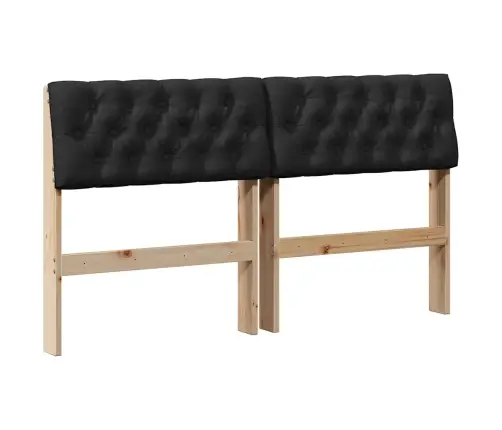 Mīkstināts Gultas Galvgalis Melna 135 Cm Ciets Priedes Koks Vidaxl
