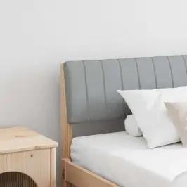 Polsterdatud Voodiots Helehall 200 Cm Tahke Mänd