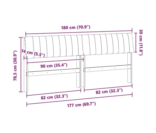 Mīkstināts Gultas Galvgalis Pelēkbrūna 180 Cm Vidaxl