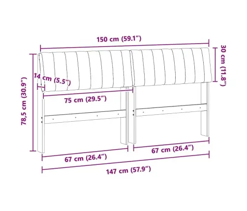 Mīkstināts Gultas Galvgalis Gaiši Pelēks 150 Cm Vidaxl