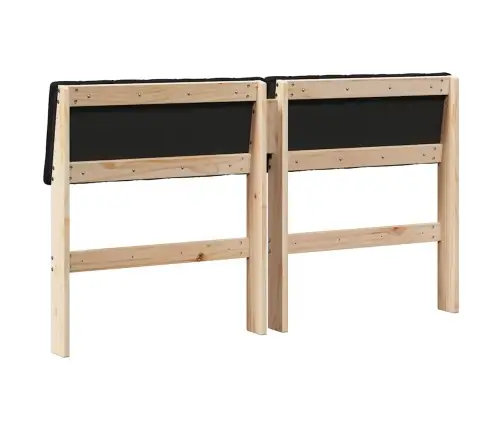 Mīkstināts Gultas Galvgalis Melna 140 Cm Ciets Priedes Koks Vidaxl