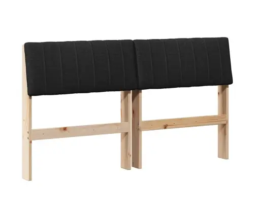 Mīkstināts Gultas Galvgalis Melna 140 Cm Ciets Priedes Koks Vidaxl