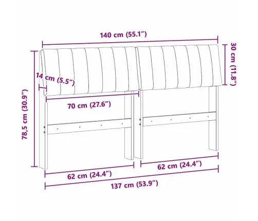 Mīkstināts Gultas Galvgalis Pelēkbrūna 140 Cm Vidaxl