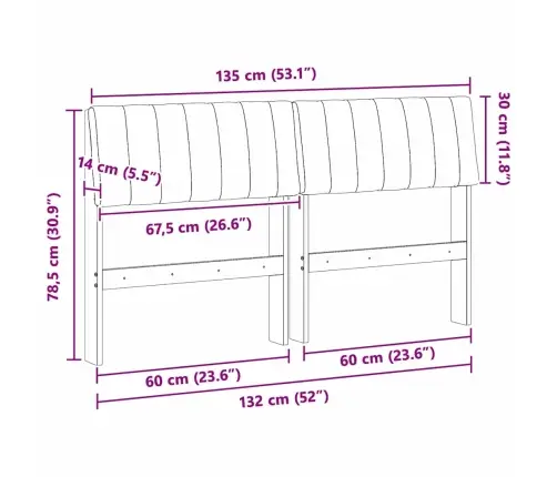 Mīkstināts Gultas Galvgalis Pelēkbrūna 135 Cm Vidaxl