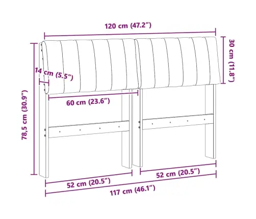 Mīkstināts Gultas Galvgalis Tumši Pelēks 120 Cm Vidaxl