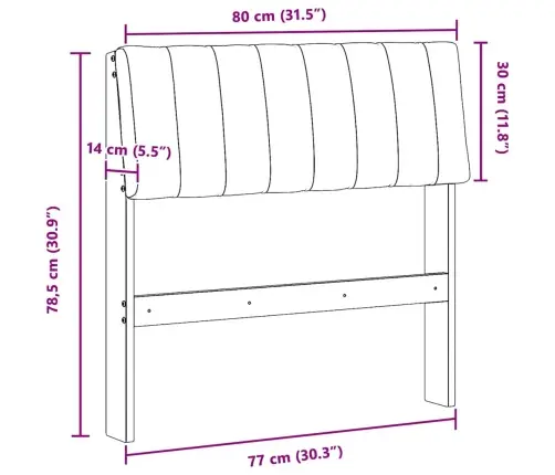 Mīkstināts Gultas Galvgalis Pelēkbrūna 80 Cm Ciets Priedes Koks Vidaxl