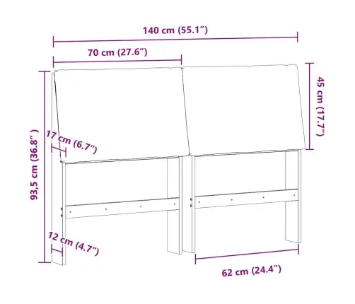 Mīkstināts Gultas Galvgalis Tumši Pelēks 140 Cm Vidaxl