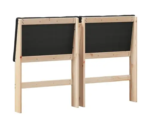 Mīkstināts Gultas Galvgalis Melna 140 Cm Ciets Priedes Koks Vidaxl