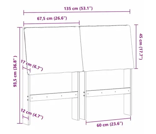 Apmušta Lovos Galvūgalis Taupe 135 Cm Kietos Pušies Mediena