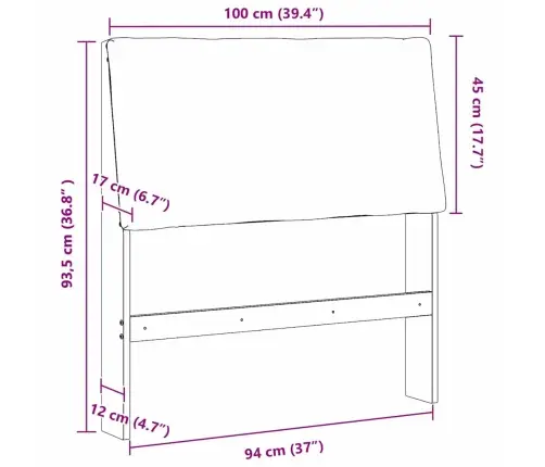 Mīkstināts Gultas Galvgalis Melna 100 Cm Ciets Priedes Koks Vidaxl