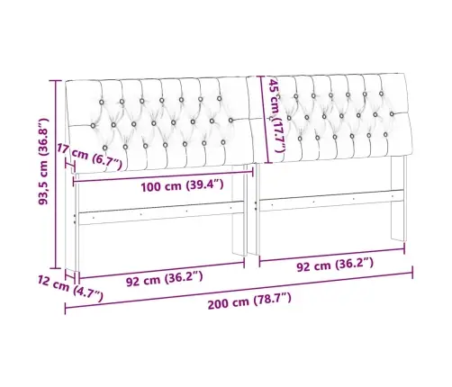 Mīkstināts Gultas Galvgalis Tumši Pelēks 200 Cm Vidaxl