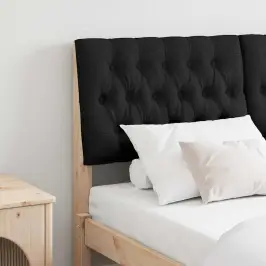 Mīkstināts Gultas Galvgalis Melna 150 Cm Ciets Priedes Koks Vidaxl