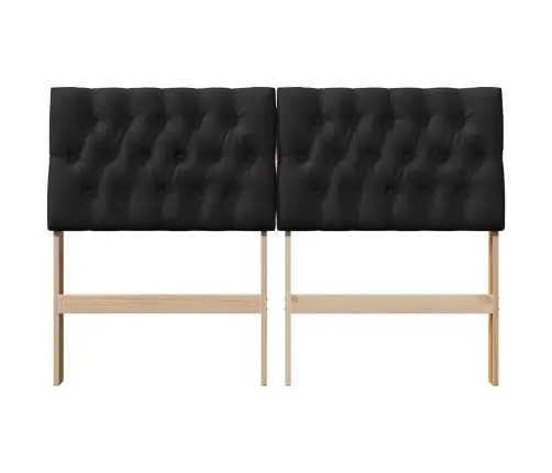 Polsterdatud Voodiots Must 150 Cm Tahke Mänd