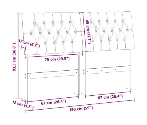Polsterdatud Voodiots Must 150 Cm Tahke Mänd