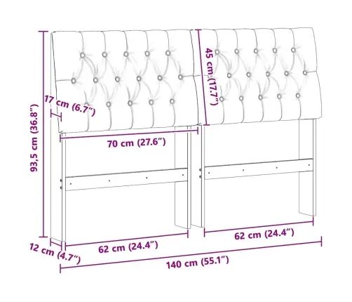 Mīkstināts Gultas Galvgalis Tumši Pelēks 140 Cm Vidaxl
