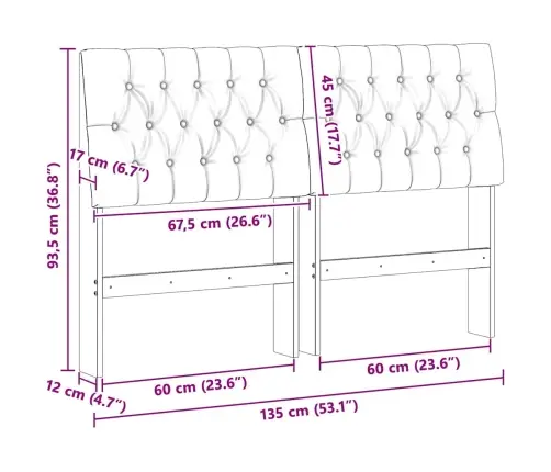 Polsterdatud Voodiots Helehall 135 Cm Tahke Mänd