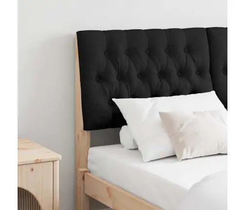 Polsterdatud Voodiots Must 135 Cm Tahke Mänd