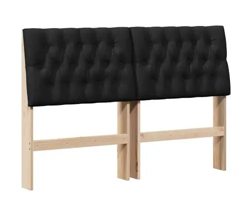 Polsterdatud Voodiots Must 135 Cm Tahke Mänd