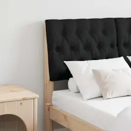 Mīkstināts Gultas Galvgalis Melna 120 Cm Ciets Priedes Koks Vidaxl