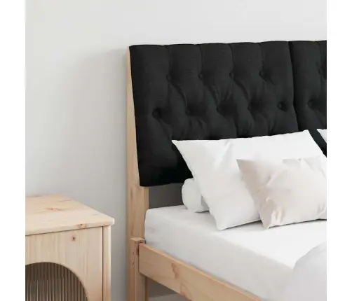 Polsterdatud Voodiots Must 120 Cm Tahke Mänd