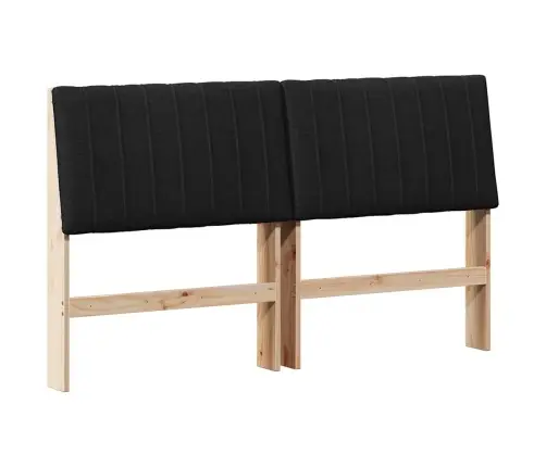 Mīkstināts Gultas Galvgalis Melna 160 Cm Ciets Priedes Koks Vidaxl