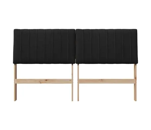 Mīkstināts Gultas Galvgalis Melna 150 Cm Ciets Priedes Koks Vidaxl