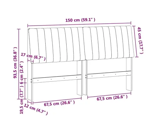 Polsterdatud Voodiots Helehall 150 Cm Tahke Mänd