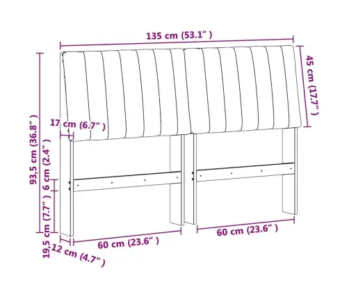 Mīkstināts Gultas Galvgalis Pelēkbrūna 135 Cm Vidaxl