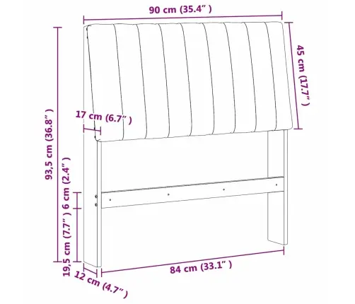 Polsterdatud Voodiots Helehall 90 Cm Tahke Mänd