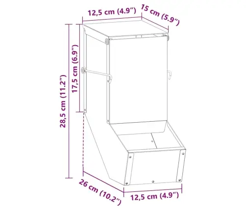 Trušu Barotājs Melna 17.5 X 26 X 28.5 Cm Auksti Velmēts Tērauds Vidaxl