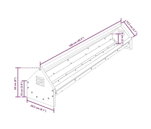 Vistas Barošanas Grozs Melna 108 X 20,5 X 20 Cm Vidaxl