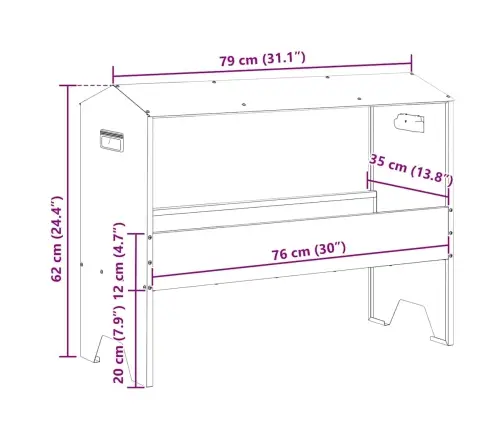 Gyvulių Pašarų Lova Sidabro 79 X 35 X 62 Cm Cinkuota Plienas