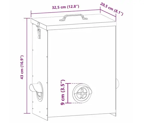 Vistas Barotava Olīvu Zaļš 32,5 X 20,5 X 43 Cm Vidaxl